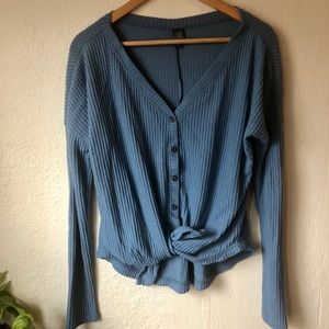 Ribbed Slate Blue Cardigan